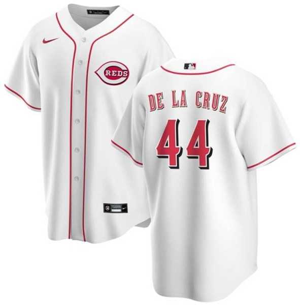 Mens Cincinnati Reds #44 Elly De La Cruz White Cool Base Stitched Baseball Jersey